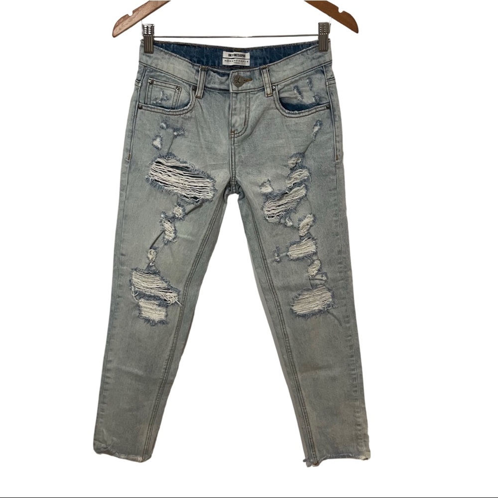 One Teaspoon Awesome Baggies Denim Jeans Size 23 Blue Hart